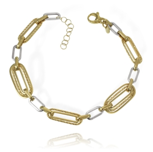 Złota Diamentowana Bransoletka z Elementami Białego Złota - pr. 585 