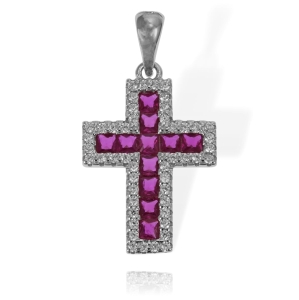 Piękny Srebrny Krzyż z Cyrkoniami ! 