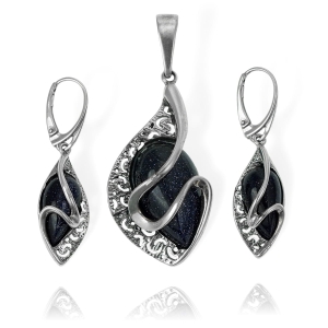 Srebrny Oksydowany Komplet z Nocą Kairu ! 