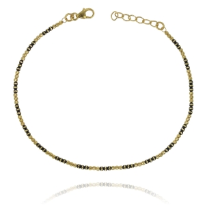 Piękna Cienka Diamentowana Złota Bransoletka - Próba 585 