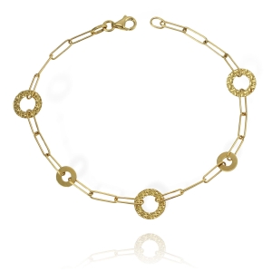 Efektowna Diamentowana Złota Bransoletka - Próba 585  