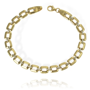 Złota Bransoletka Z Diamentowanymi Elementami Białego Złota