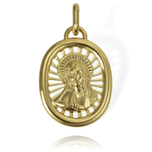 Złoty Ażurowy Medalik Matka Boska Modląca