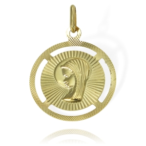 Cudny Złoty Diamentowany Medalik Matka Boska - pr. 585