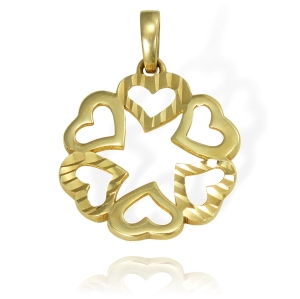 Piękny Złoty Diamentowany Wisiorek Serca