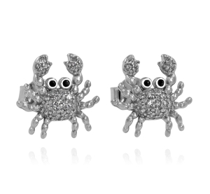 Srebrne Rodowane Kolczyki Kraby z Cyrkoniami