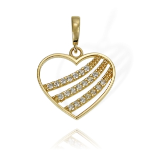 Piękny Złoty Wisiorek Serce z Cyrkoniami - Pr. 585