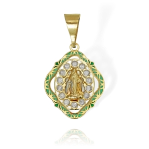 Złoty Medalik Matka Boska Niepokalana z Cyrkoniami 