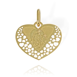 Złoty Medalik Matka Boska z Dzięciątkiem w Sercu - pr. 585