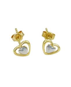 Piękne Złote Kolczyki Dwukolorowe Serduszka  - próba 585 !