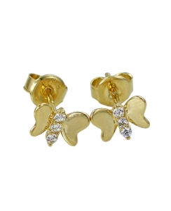 Piękne Złote Kolczyki Motylki z Cyrkoniami na sztyft pr. 585 !!! R-2