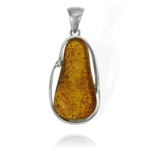 Piękny Srebrny Wisior, Wisiorek z Bursztynem