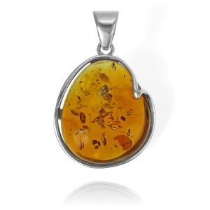 Piękny Srebrny Wisior, Wisiorek z Bursztynem 