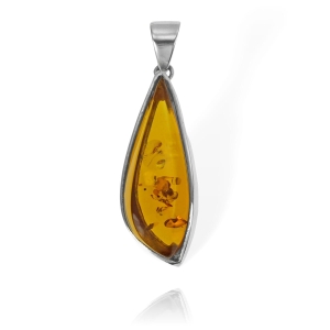 Piękny Srebrny Wisior, Wisiorek z Bursztynem 