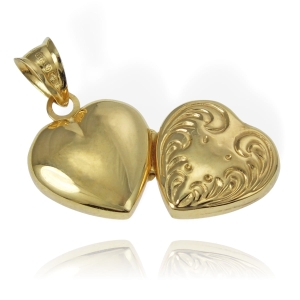 Złoty Wisiorek Zdobione Puzderko Serce - Próba 585