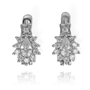 Piękne Srebrne Rodowane Kolczyki z Cyrkoniami 