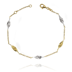 Złota Diamentowana Dwukolorowa Bransoletka - Pr. 585 