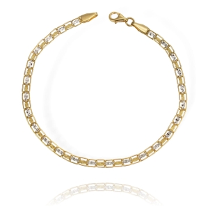 Złota Diamentowana Dwukolorowa Bransoletka - Próba 585