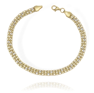 Złota Diamentowana Dwukolorowa Bransoletka - Próba 585