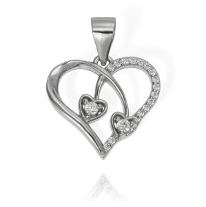 Srebrny Wisiorek Serce, Serduszka z Cyrkoniami