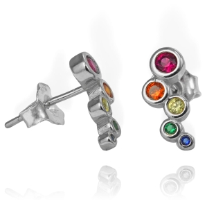 Piękne Srebrne Kolczyki z Kolorowymi Cyrkoniami