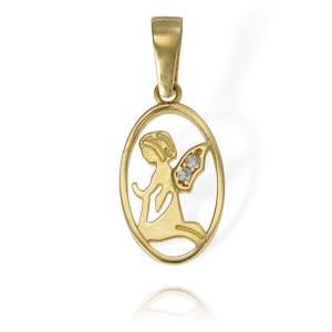 Złoty Wisiorek Modlący Aniołek z Cyrkoniami - Pr. 585