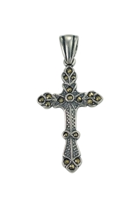 Piękny Srebrny Oksydowany Krzyż z Markazytami !!!