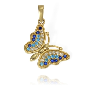 Piękny Złoty Wisiorek Motylek z Cyrkoniami - Pr. 585 