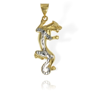 Złoty Diamentowany Wisiorek Dziki Kot, Puma - Pr. 585