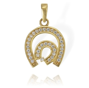 Złoty Wisiorek Podwójna Podkowa z Cyrkoniami - Pr. 585 