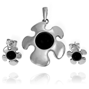 Piękny Srebrny Komplet z Onyksem !  