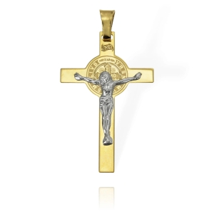 Złoty Krzyż z Panem Jezusem i Św. Benedyktem - Próba 585