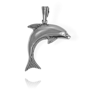 Srebrny Oksydowany Wisiorek Delfin 