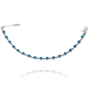 Piękna Srebrna Bransoletka z Błękitnym Opalem