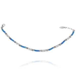 Piękna Srebrna Bransoletka z Błękitnym Opalem