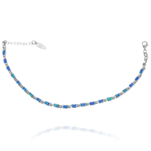 Piękna Srebrna Bransoletka z Błękitnym Opalem