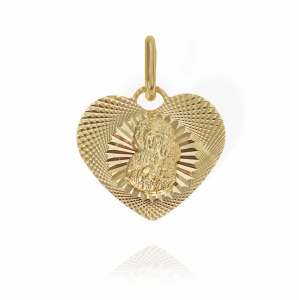 Złoty Diamentowany Medalik Matka Boska Częstochowska W Sercu