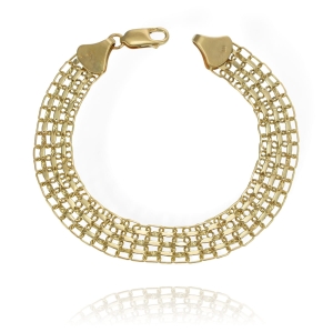 Modna Złota Szeroka Bransoletka Bismarck - Próba 585