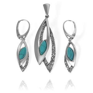 Srebrny Oksydowany Komplet z Turkusem !