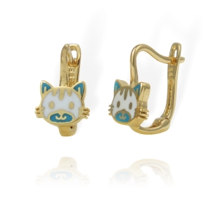Piękne Złote Kolczyki Kotki - próba 585 