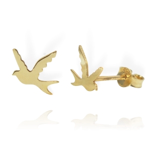 Złote Gładkie Kolczyki Ptaki - pr. 585