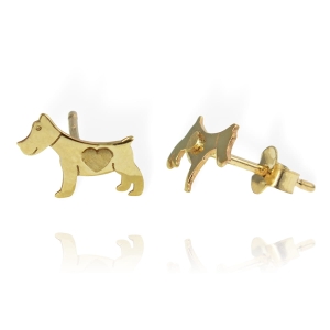 Złote Kolczyki Pieski z Sercem Serduszkiem - próba 585 