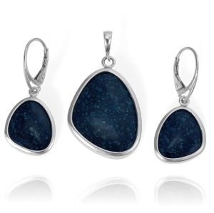 Piękny Srebrny Komplet z Awenturynem Szafirowym !