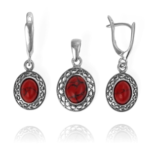  Srebrny Oksydowany Komplet z Jaspisem ! 