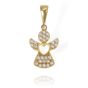 Złoty Wisiorek Anioł, Aniołek z Cyrkoniami - Pr. 585 