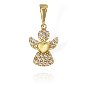 Złoty Wisiorek Anioł, Aniołek z Cyrkoniami - Pr. 585