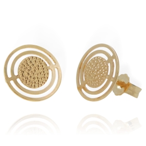 Złote Diamentowane Kolczyki Kółka Kółeczka - pr. 585 