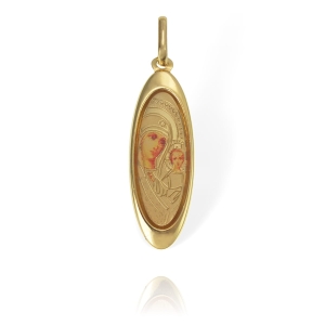 Złoty Podłużny Medalik Matka Boska Kazańska 