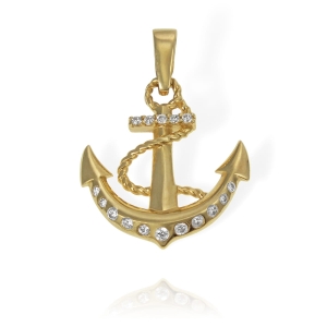 Złoty Wisiorek Kotwica z Cyrkoniami - Pr. 585 