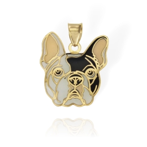Piękny Złoty Wisiorek z Emalią Pies Buldog - pr. 585